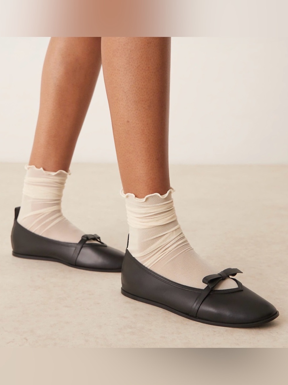 Free People Mania Bow Flats Black leather Ballet Shoes Womens Size 9 Worn Once